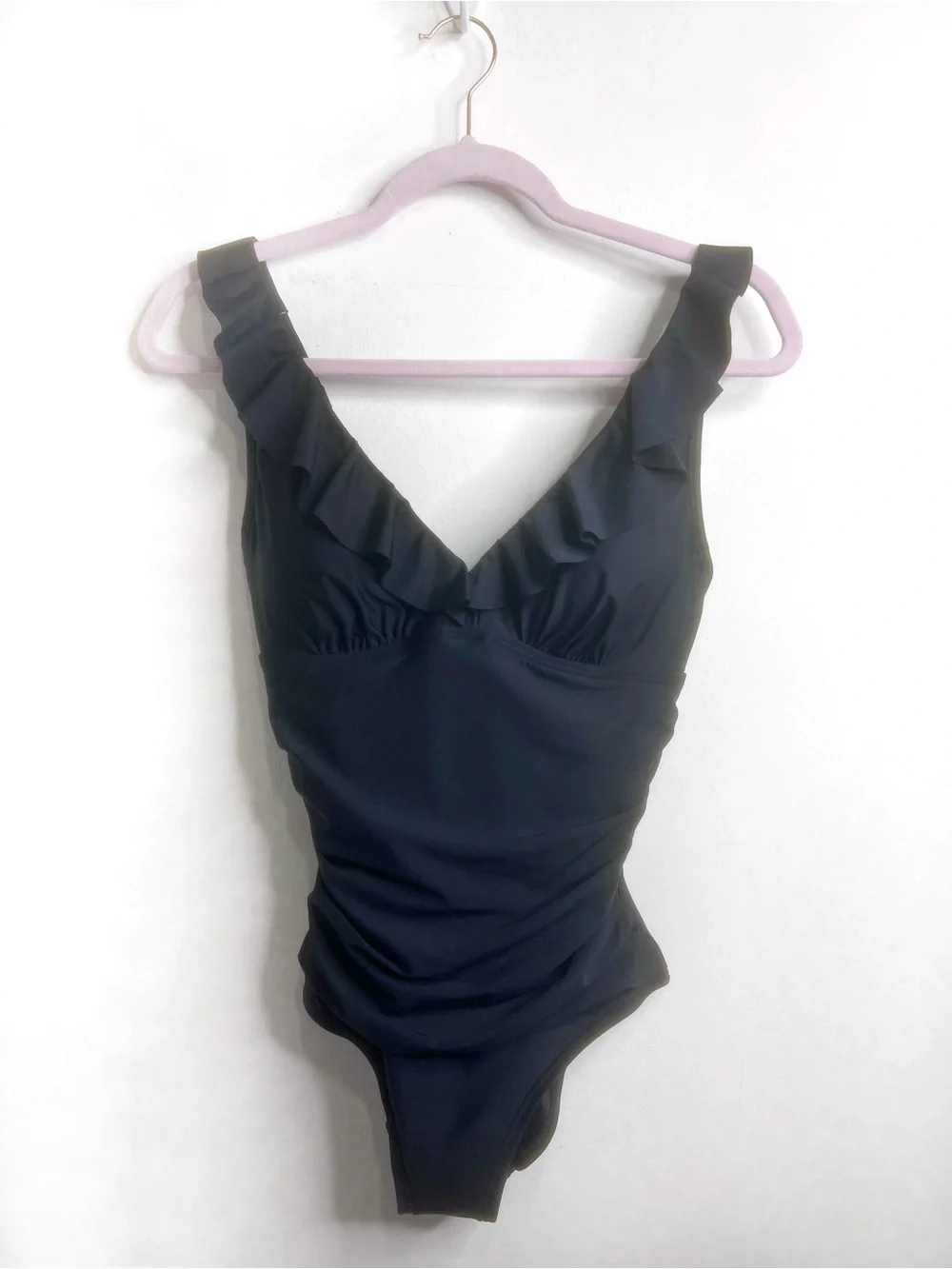 DKNY Women's Ruffle Plunge Underwire Tummy Control One-Piece Swimsuit NWT Size S - Picture 5 of 16